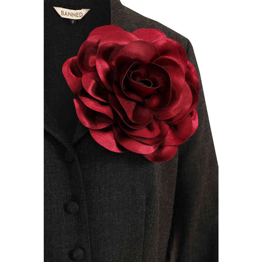 Banned - Romantic Bloom Broche - Bordeaux rouge